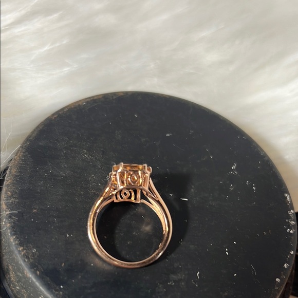 Elegant 14k Rose Gold Ring over 925 Silver. Citrine Stone. WA427 - Picture 3 of 5